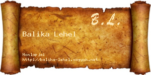 Balika Lehel névjegykártya